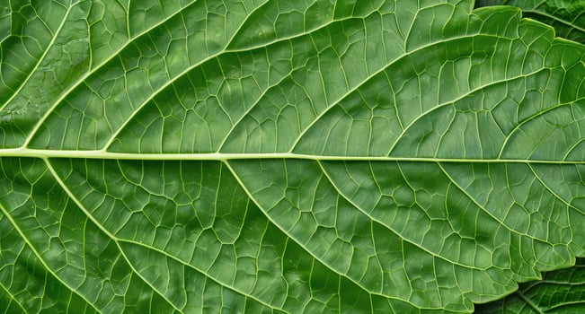 Detailed macro view of a green leaf photo