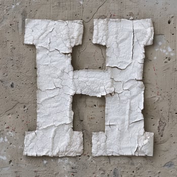Cracked and peeling white paint on concrete wall photo