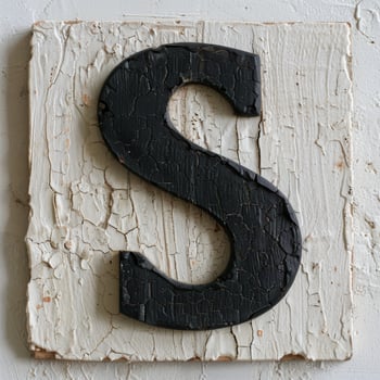 Vintage wooden letter S on cracked white background photo