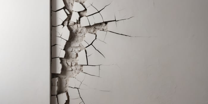A crack in the wall of a room photo