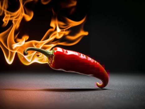 A red hot chili pepper is on fire photo