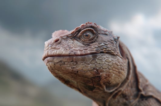 close up of a reptiles head photo