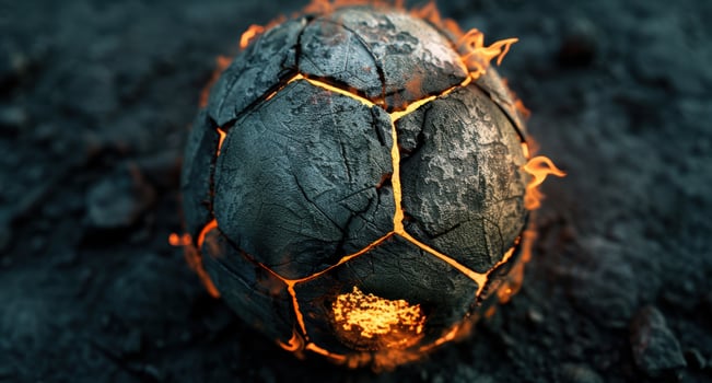 Cracked earth with fiery cracks photo