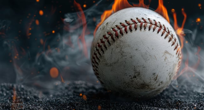Burning baseball in the dark photo