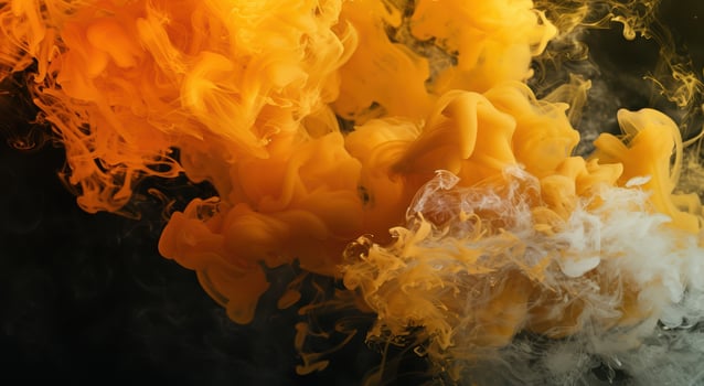 Vibrant orange smoke swirls against a dark background photo
