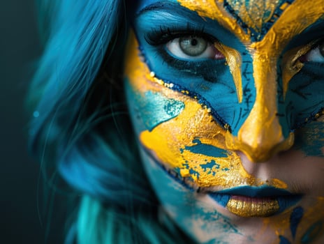 Colorful artistic face makeup photo