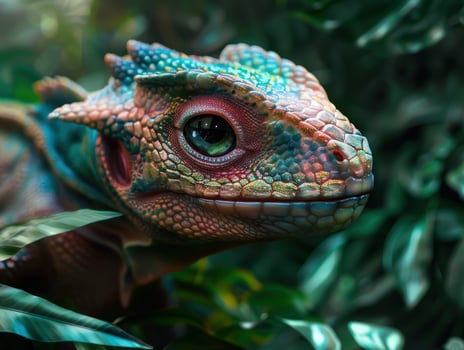 close up of a colorful chameleon photo