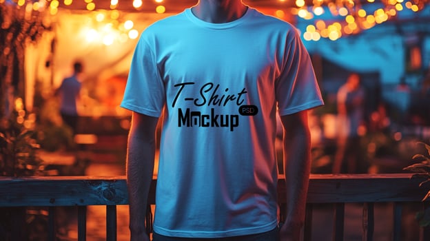 A man wearing a t - shirt mockup photo