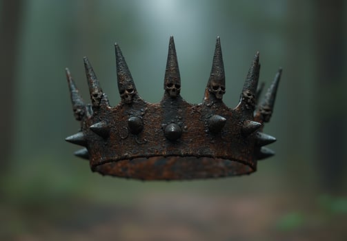 Spooky medieval crown with skull motif photo