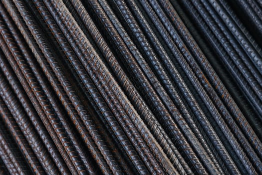 Steel bar, Iron Rod heavy dusty high strength for construction. photo