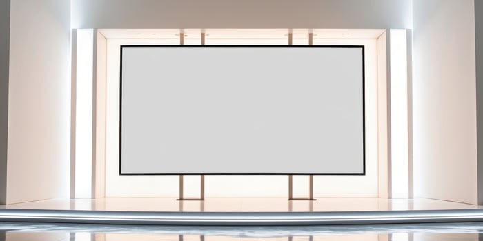 Sleek Event Stage with Big Blank Screen Mockup and Modern Design for Corporate Presentations. photo