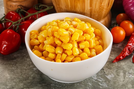 Sweet canned ripe corn grain photo