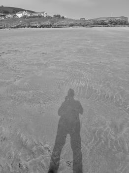 Beach Landscape with Ocean, Sky And Photographer Shadow photo