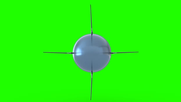 Artificial satellite with green background photo