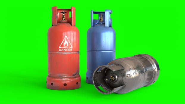Flammable Gas Cylinder with GREEN background photo