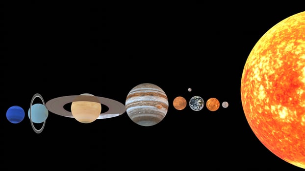 solar system with black background photo