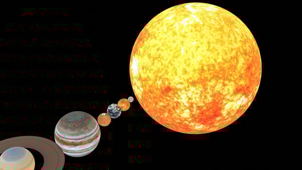 solar system with black background photo