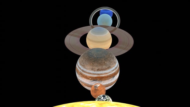 solar system with black background photo
