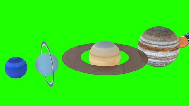 solar system with green background photo