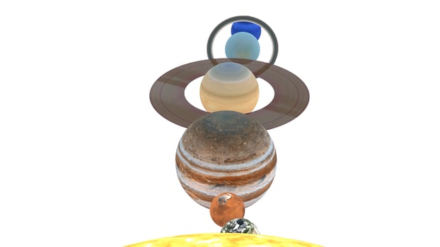 solar system with white background photo