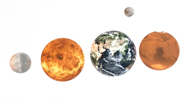 solar system with white background photo