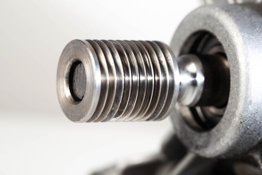 Electric motor part pulley for belt drive, macro. Copy space for text photo