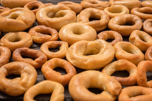 Bagels background on the table. photo