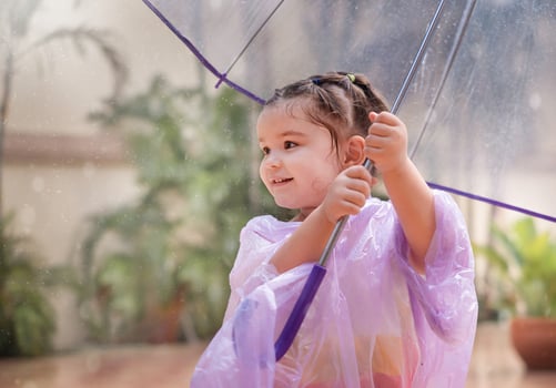 Girl walking with umbrella photo