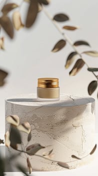 Cosmetic cream in a glass jar. Skin care concept. Cosmetic products background photo