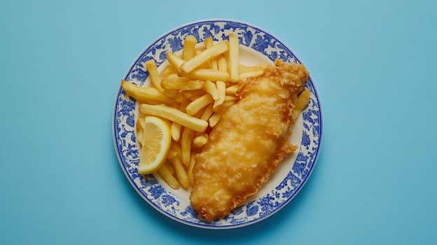 Traditional British Fish and Chips Dish photo