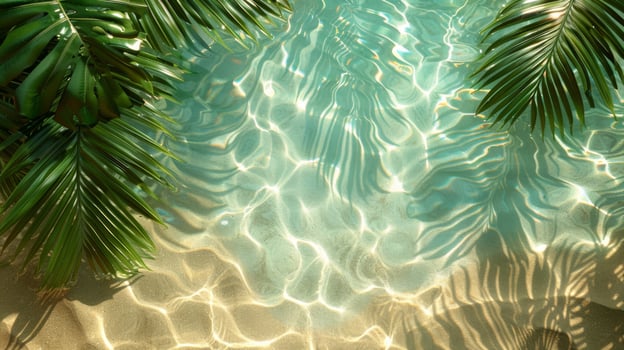 Tropical beach with clear water and sandy shore, perfect for a relaxing vacation photo