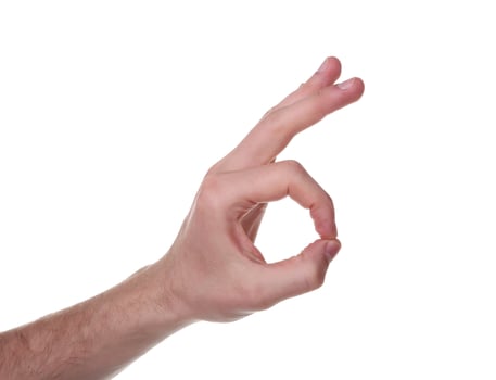 A hand is making an ok sign with its fingers photo