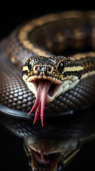 A snake with its mouth open and tongue out photo
