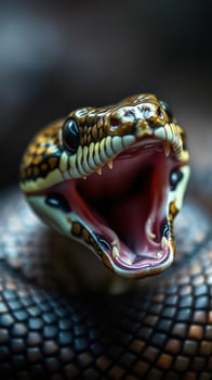 A snake with its mouth open and its teeth showing photo
