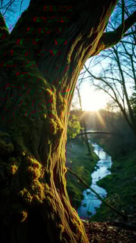 A tree trunk with moss growing on it photo