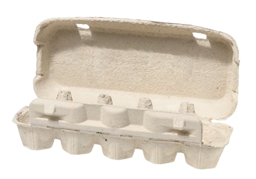 White recycled egg carton box on isolated background photo