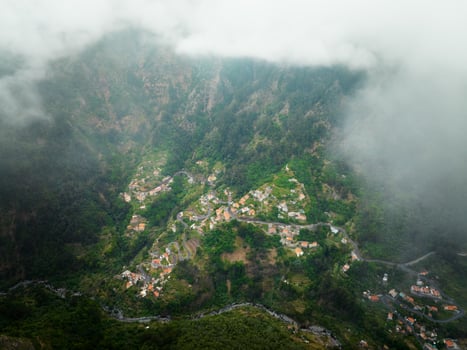 Aerial view of Curral das Freiras village. Miradouro da Eira do Serrado, Madeira, Portugal photo