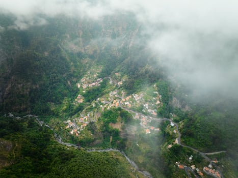 Aerial view of Curral das Freiras village. Miradouro da Eira do Serrado, Madeira, Portugal photo