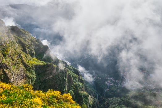 Aerial drone view of Curral das Freiras village, Madeira, Portugal photo