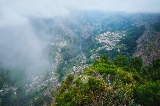 Aerial view of Curral das Freiras village. Miradouro da Eira do Serrado, Madeira, Portugal photo