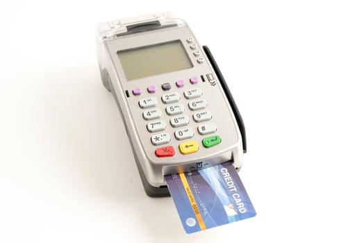 Payment POS terminal for finance and shopping business and technology. photo