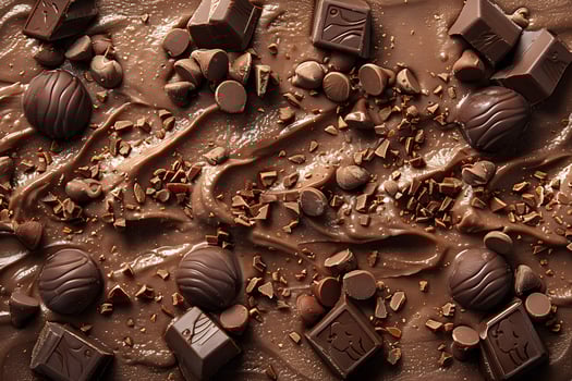 Luxurious Assortment of Gourmet Chocolates on Smooth Melted Background photo