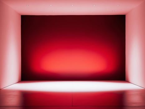 A lighted stage with a red and orange glow. photo