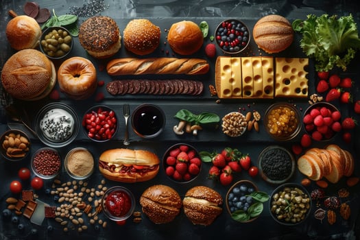 A Spread of Gourmet Food on a Dark Slate Surface photo