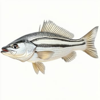 White striped bass fish isolated on transparent background photo