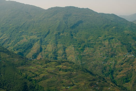 Aerial view of Bhedetar hill station in Dhankuta, Nepal. photo