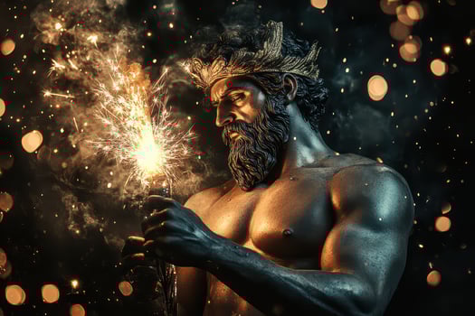 A statue of a man holding a sparkler photo