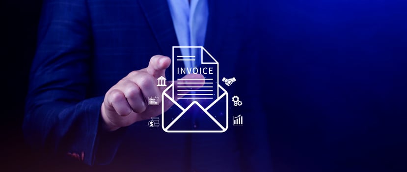 Invoice and online digital statements concept, using touch with invoice icons on virtual screen, Financial report and bank management with online payment concept E.invoice invoice. photo