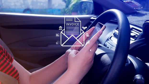 Invoice and online digital statements concept, using touch with invoice icons on virtual screen, Financial report and bank management with online payment concept E.invoice invoice. photo