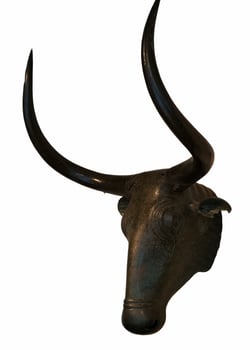 bull, head, metal, monument, old, roman empire, handicraft, isol photo